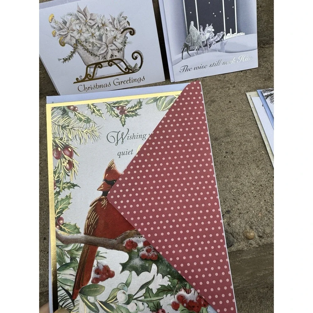Set Of‎ 5 Christmas Collection Christmas Cards Shiny Holiday Supplies